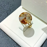 Кольцо с кристаллом 14 мм Golden Shadow покрытие золото