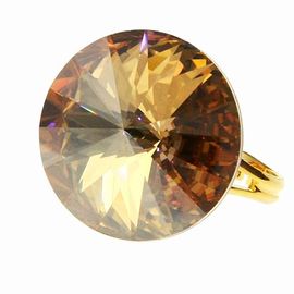 Кольцо с кристаллом 18 мм Golden Shadow  покрытие золото