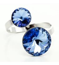 Кольцо с 2 кристаллами Light Sapphire покрытие родий