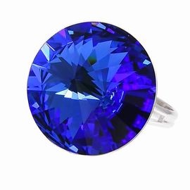 Кольцо с кристаллом 18 мм Sapphire покрытие родий