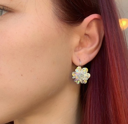 Серьги Цветы Crystal AB