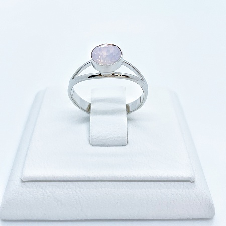 Кольцо бриллиантовой огранки 8 мм Rose Water Opal покрытие родий