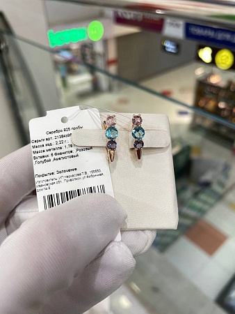 Серьги из серебра с фианитами