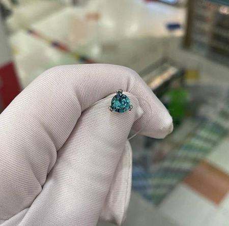 Подвеска на леске с кристаллом 7,5 мм Light Turquoise покрытие родий