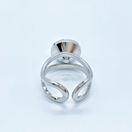 Кольцо с кристаллом 14 мм бриллиантовой огранки Light Sapphire покрытие родий