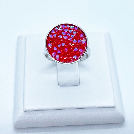 Кольцо россыпью кристаллов 16 мм Light Siam Shimmer покрытие родий