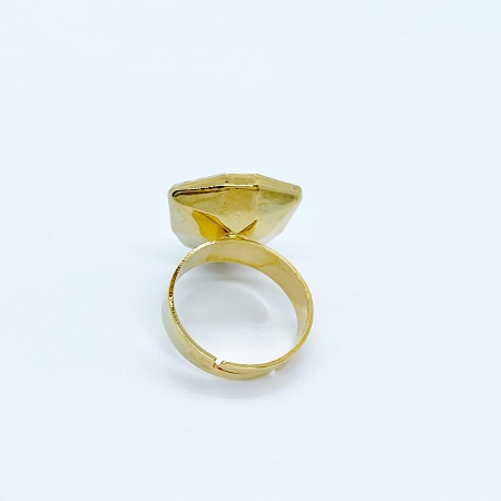 Кольцо с кристаллом 18 мм бриллиантовой огранки Crystal покрытие золото