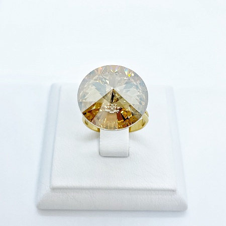 Кольцо с кристаллом 14 мм Golden Shadow покрытие золото