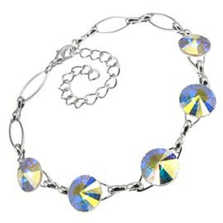 Браслет с кристаллами 8 мм Crystal AB покрытие родий