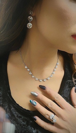 Ожерелье с кристаллами 6 мм  Crystal  родий