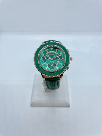 Часы 40 мм с 4 циферблатами зеленые в золочении